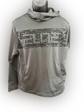 Nike Men’s Basketball Elite Dri-Fit Hooded Gray Sweatshirt Kangaroo Pockets. M